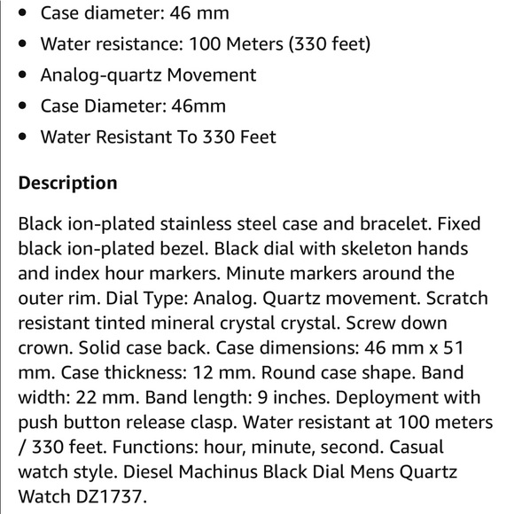 DIESEL Men's DZ1737 Machinus Black IP Watch - Picture 11 of 11